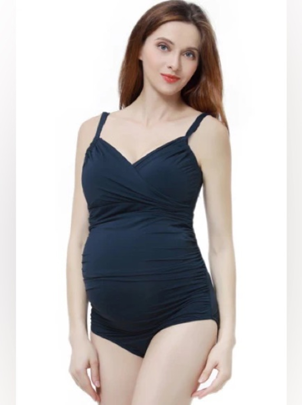 Glow & Grow Maternity UPF 50+ One Piece Navy Blue Swimsuit NWT